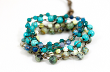 Load image into Gallery viewer, Hand Knotted Convertible Crochet Bracelet or Necklace, Stones Mix - WR5-Nature