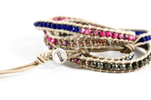 Load image into Gallery viewer, Pitaya - Bright Mix of Semi Precious Stone Wrap Bracelet