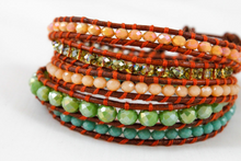 Load image into Gallery viewer, Tobiko - Bright Crystal Mix Leather Wrap Bracelet
