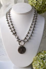 Convertible Necklace Short or Long With Heart Design Disc -The Classics Collection- N2-228