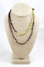 Load image into Gallery viewer, Hand Knotted Convertible Crochet Bracelet or Necklace, Crystals and Stones Mix - WR5-Grape
