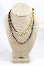 Load image into Gallery viewer, Hand Knotted Convertible Crochet Bracelet or Necklace, Crystals and Stones Mix - WR5-Grape
