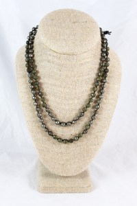 Hand Knotted Convertible Crochet Bracelet or Necklace, Labradorite and Pyrite Mix - WR5-Escargot