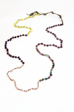 Load image into Gallery viewer, Hand Knotted Convertible Crochet Bracelet or Necklace, Crystals and Stones Mix - WR5-Grape