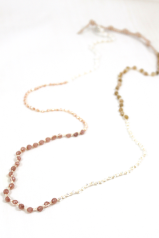 Hand Knotted Convertible Crochet Bracelet or Necklace, Crystals and Stones Mix - WR5-Miranda