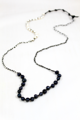 Hand Knotted Convertible Crochet Bracelet or Necklace, Freshwater Pearl Mix - WR5-Eskimo