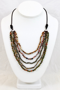 Semi Precious Stone Hand Knotted Short Necklace on Genuine Leather -Layers Collection-NLS-Syrup