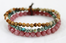 Load image into Gallery viewer, Jasper, African Turquoise Mix Stretch Luxury Stack Bracelet - BL-4016

