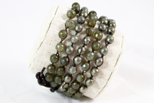 Load image into Gallery viewer, Hand Knotted Convertible Crochet Bracelet or Necklace, Labradorite and Pyrite Mix - WR5-Escargot
