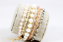 Load image into Gallery viewer, WR5-LotusHand Knotted Convertible Crochet Bracelet or Necklace, Crystals and Pearls Mix -