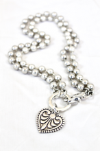 Load image into Gallery viewer, Convertible Short or Long Heart Fleur de Lis Ball Chain Necklace -The Classics Collection- N2-229