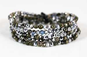 Pyrite and Crystal Mix Luxury Stack Bracelet - BL-Owl