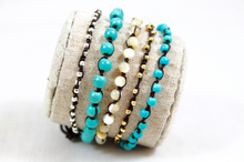 Load image into Gallery viewer, Hand Knotted Convertible Crochet Bracelet or Necklace, Turquoise Mix - WR5-Eclipse