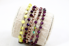 Load image into Gallery viewer, Hand Knotted Convertible Crochet Bracelet or Necklace, Crystals and Stones Mix - WR5-Grape
