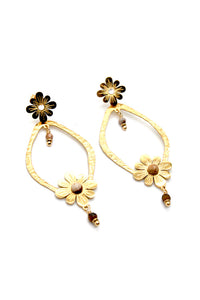 24K Gold Plate Flower Art Earrings -French Flair Collection- E4-112