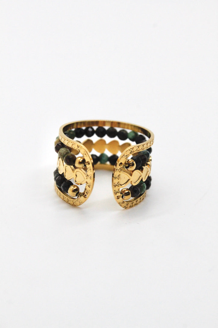 African Turquoise and Tiny Heart Ring - French Flair Collection - R1-023