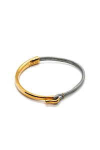 Polar Leather + 24K Gold Plate Bangle Bracelet