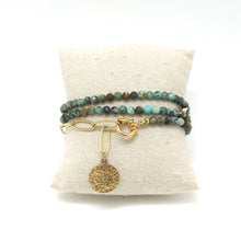 Load image into Gallery viewer, African Turquoise Stone Convertible Necklace to Bracelet -French Flair Collection- B1-2061
