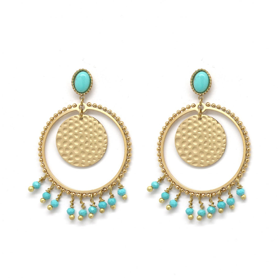Mini Turquoise Gold Earrings -French Flair Collection- E4-006