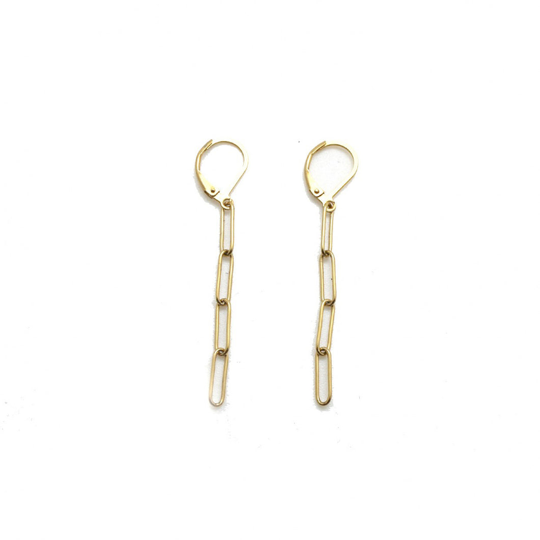 Delicate 24K Gold Plated Chain Dangle Earrings -French Flair Collection- E4-017