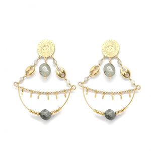 Labradorite 24K Gold Plated  Chandelier Type Earrings -French Flair Collection- E4-027