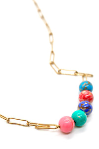 Five Bead Stone Necklace -French Flair Collection- N2-2259