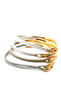 24K Gold Plate and Leather Bangles -4 bracelets- combo #8