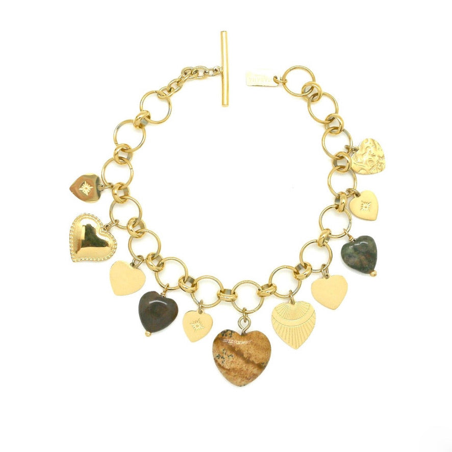 All Hearts Stone Charm Bracelet -French Flair Collection- B1-2073