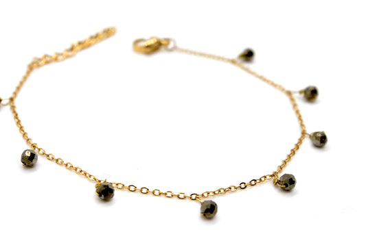 Delicate Pyrite 18K Gold Plate Bracelet -French Flair Collection- B1-2084