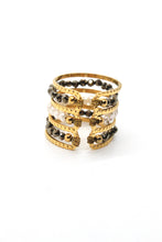 Load image into Gallery viewer, Pyrite + Pearl Triple Row Ring -French Flair Collection-