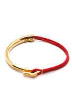 Load image into Gallery viewer, Strawberry Leather + 24K Gold Plate Bangle Bracelet
