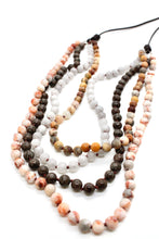 Load image into Gallery viewer, Large Semi Precious Stone Hand Knotted Long Necklace on Genuine Leather -Layers Collection- NLL-M32