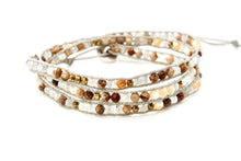 Load image into Gallery viewer, Maycie - Mini Faceted Semi Precious Stone Vegan Wax Leather Wrap Bracelet