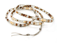 Load image into Gallery viewer, Maycie - Mini Faceted Semi Precious Stone Vegan Wax Leather Wrap Bracelet