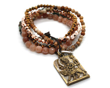 Load image into Gallery viewer, Semi Precious Stone and Metal Mix Luxury Bracelet with Brass Durga Deity Pendant -The Buddha Collection- BL-Dirt-GL
