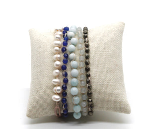 Hand Knotted Convertible Crochet Bracelet or Necklace, Pearls, Crystals and Stones Mix - WR5-Lyra