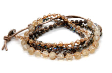 Load image into Gallery viewer, Hand Knotted Convertible Crochet Bracelet or Necklace, Crystals and Stones Mix - WR5-Cash