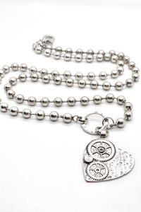 Steam Punk Silver Heart to Wear Short or Long -The Classics Collection- N2-1009