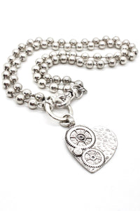 Steam Punk Silver Heart to Wear Short or Long -The Classics Collection- N2-1009