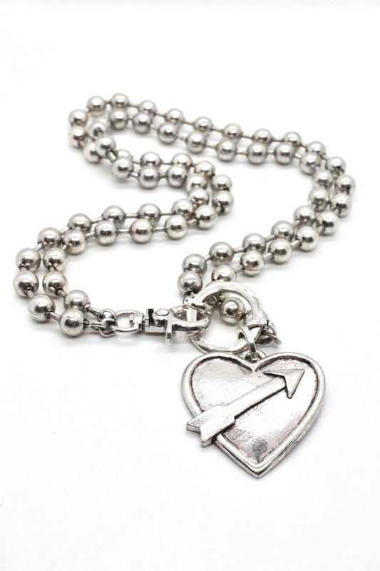 Silver Heart and Arrow to Wear Short or Long -The Classics Collection- N2-1012
