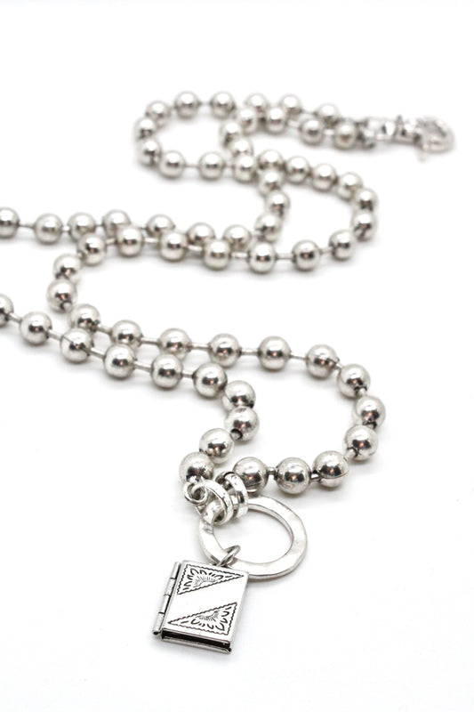 Small Book Locket Necklace to Wear Short or Long -The Classics Collection- N2-1025