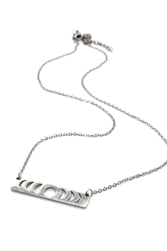 Moon Phases Necklace Silver Tone - Mini Collection- N1-010 silver