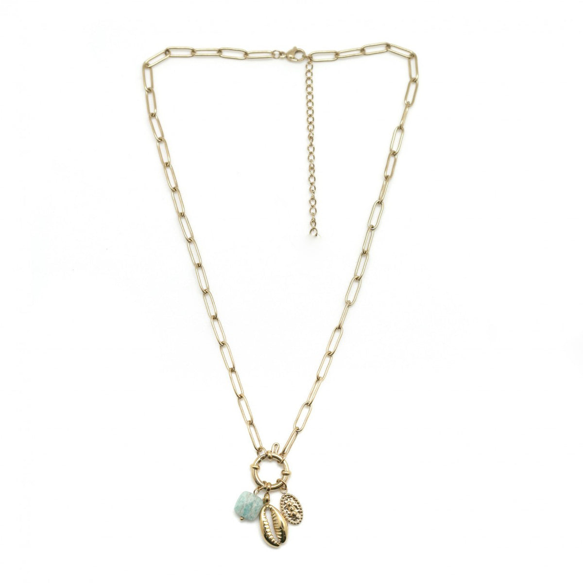 Delicate Pendant Necklace on 24K Gold Plate Chain -French Flair Collection- N2-2009