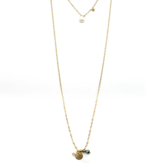 Pearl and Stone Two Length Lariat -French Flair Collection- N2-2044