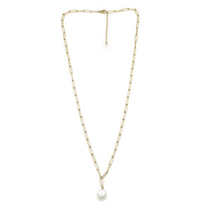 Simple Freshwater Pearl Pendant Gold Chain Necklace -French Flair Collection- N2-2055