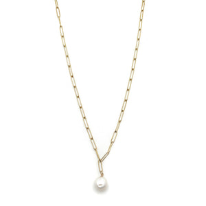 Simple Freshwater Pearl Pendant Gold Chain Necklace -French Flair Collection- N2-2055