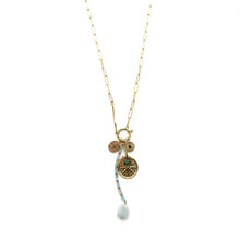 Load image into Gallery viewer, Beautiful Star and Amazonite Charm Lariat Necklace 24K Gold Plate -French Flair Collection- N2-2062
