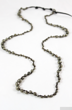 Load image into Gallery viewer, Hand Knotted Convertible Crochet Bracelet or Necklace, All Pyrite Stone - WR5-Brooklyn