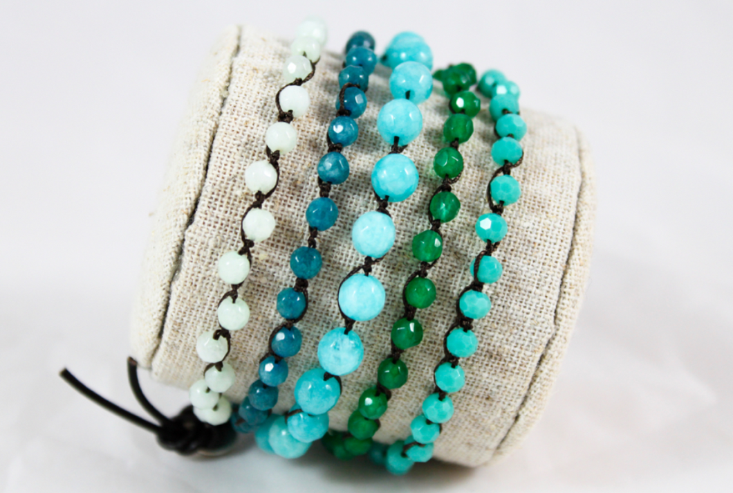 Hand Knotted Convertible Crochet Bracelet or Necklace, Crystals and Stones Mix - WR5-Anchor