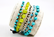 Load image into Gallery viewer, Hand Knotted Convertible Crochet Bracelet or Necklace, Turquoise Mix - WR5-Aspen
